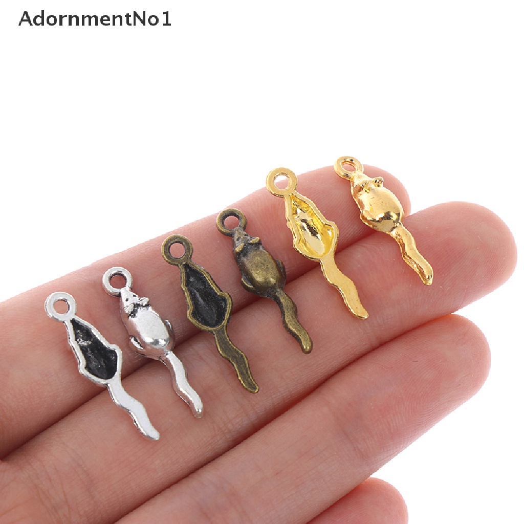 (AdornmentNo1) 10pcs Liontin Bentuk Tikus Kecil 24x6mm Untuk Membuat Perhiasan