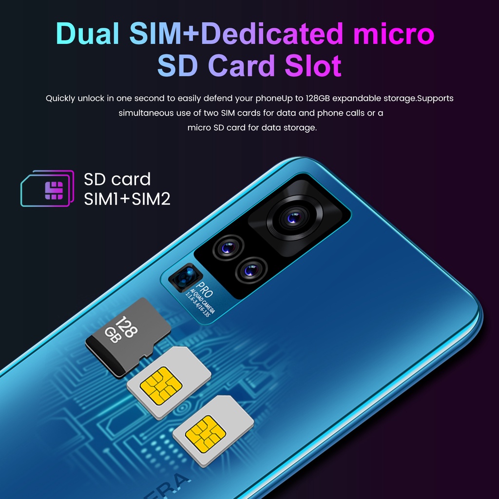 V1v0 X50 Plus hp Android 6.53 inci 6GB RAM + 128GB ROM Layar Penuh Dual SIM Dual Standby hp Murah HP-6