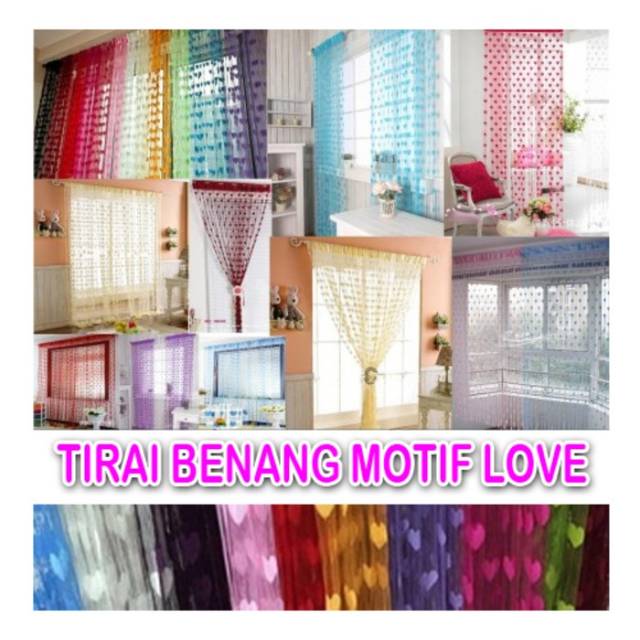 Tirai benang motif love tirai pintu hiasan rumah tirai jendela