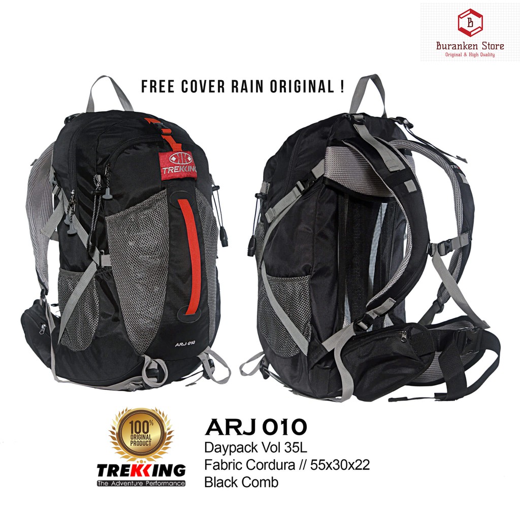 0A01 [FREE Rain Cover] Tas Gunung/Carrier 35L Hitam TG Daypack Hiking Outdoor Travel Carier 35 Liter