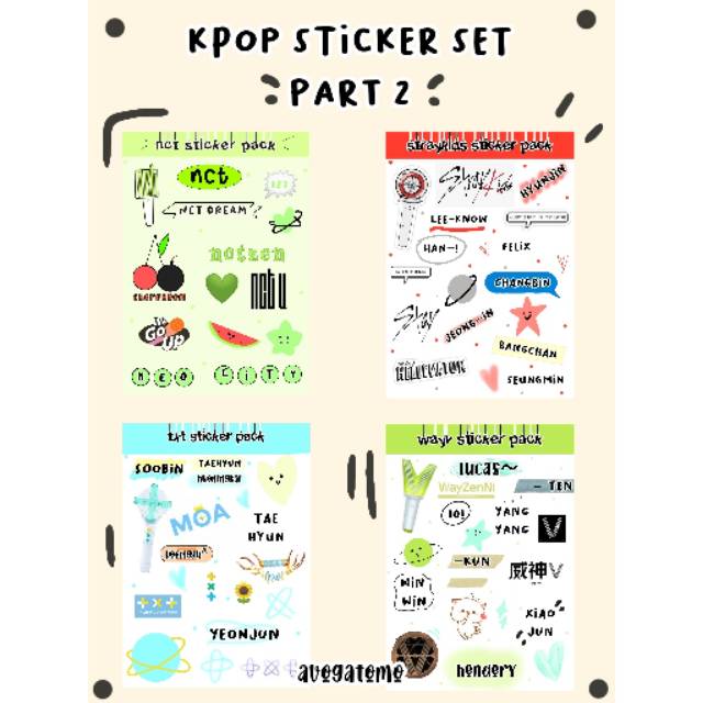 

kpop sticker set—! nct,straykidz,wayv,txt