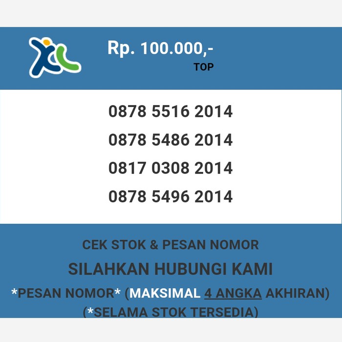 Nomor cantik XL murah tahun lahir 2014 XL dan AXIS T5888-100