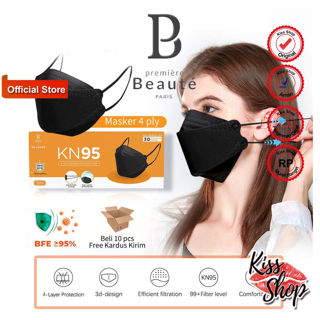 Masker KN95 EVO 4ply Premiere Beaute Disposable Face Mask ISI 10PCS