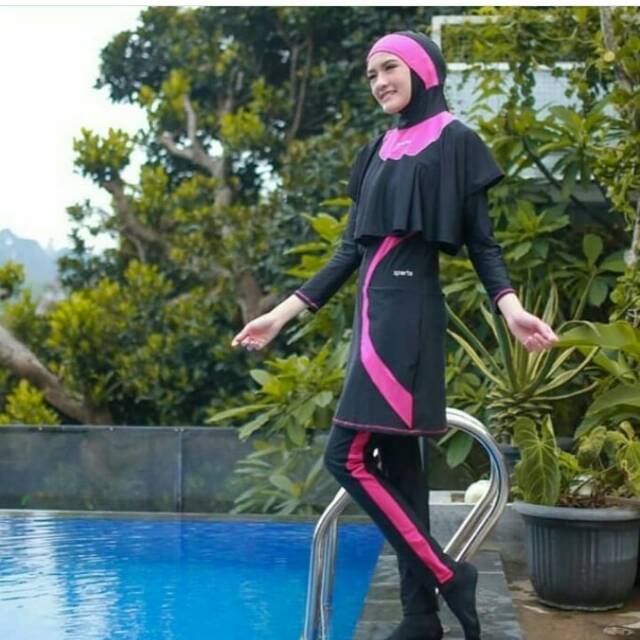 Jual Baju Renang Sporte Sr 11 Black Pink Fanta Pakaian Muslimah Renang