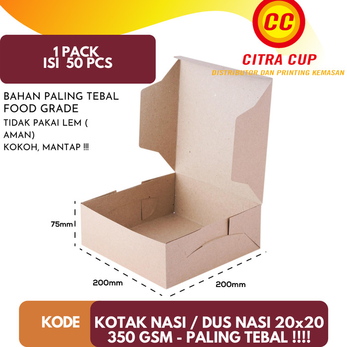 

ytfr74b Dus Nasi 20X20 Kotak Nasi Kraft Paper / Coklat Paling Tebal 350 Gsm - Tanpa Mika Hyft7Yt