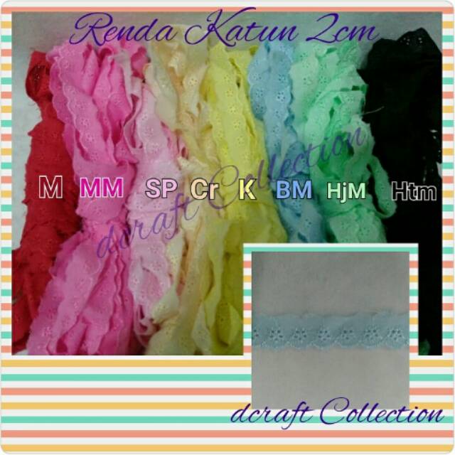 Renda Katun 2cm per meter