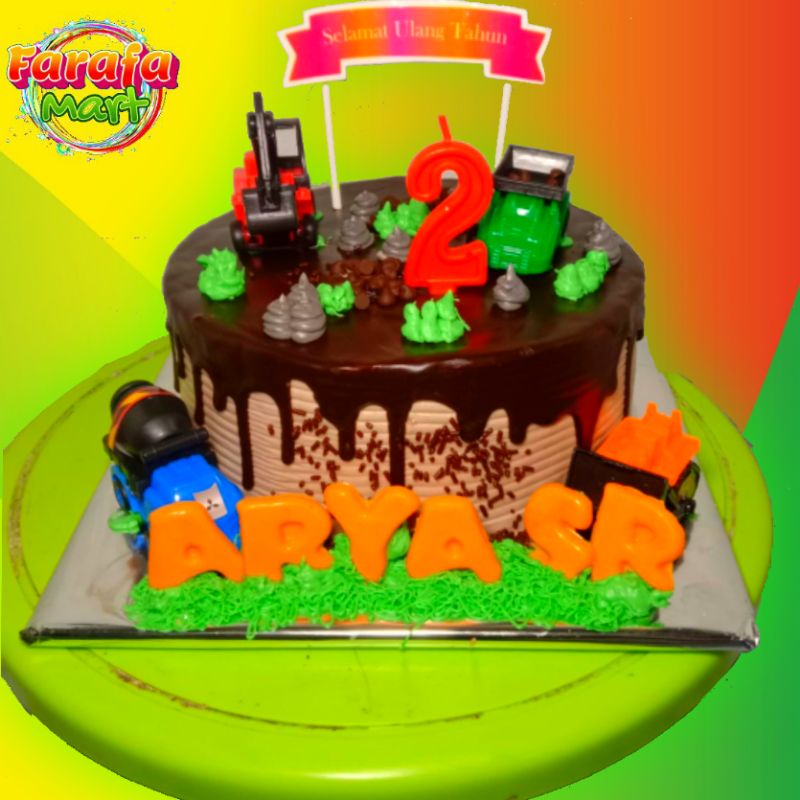 

kue ultah mobil cream coklat ukuran 18*18 cm