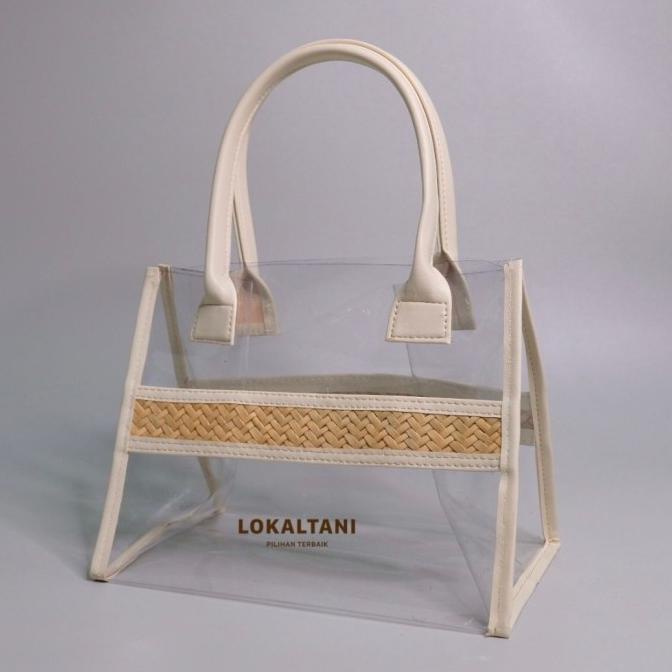

Tas Pandan Mika Transparan/Tas Hampers Mini/Tote Bag Mika Tebal Custom