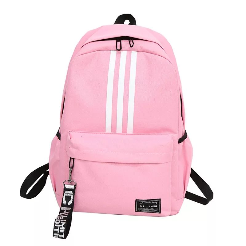 Adidas Fashion Wanita Ransel Garis Tiga untuk Gadis Perjalanan Kapasitas Tinggi Siswa Tas Pria Hitam Tas Laptop