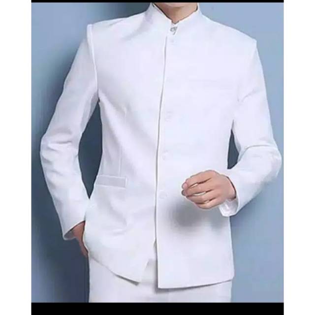 Jas mandarin putih
