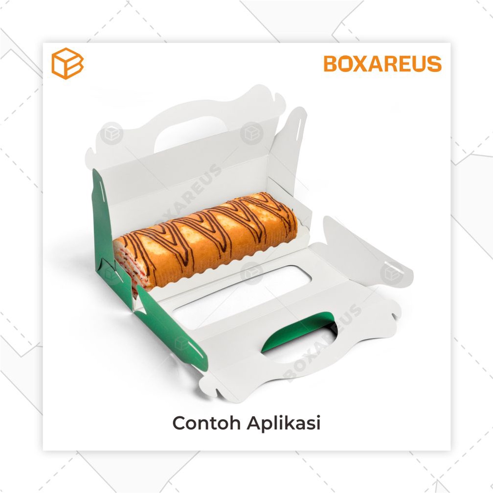 Dus Box Bolu Gulung Roll Cake Kotak Kemasan Handle Gable | RC220875