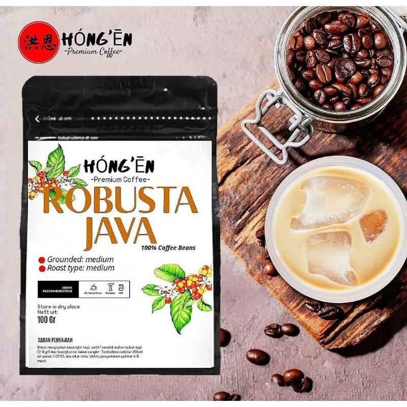 

Kopi Bubuk Robusta Java Premium, 100% Kopi asli, Giling Sedang, Kemasan 100gr