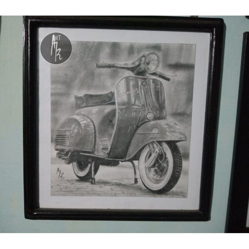 

lukisan pensil vespa