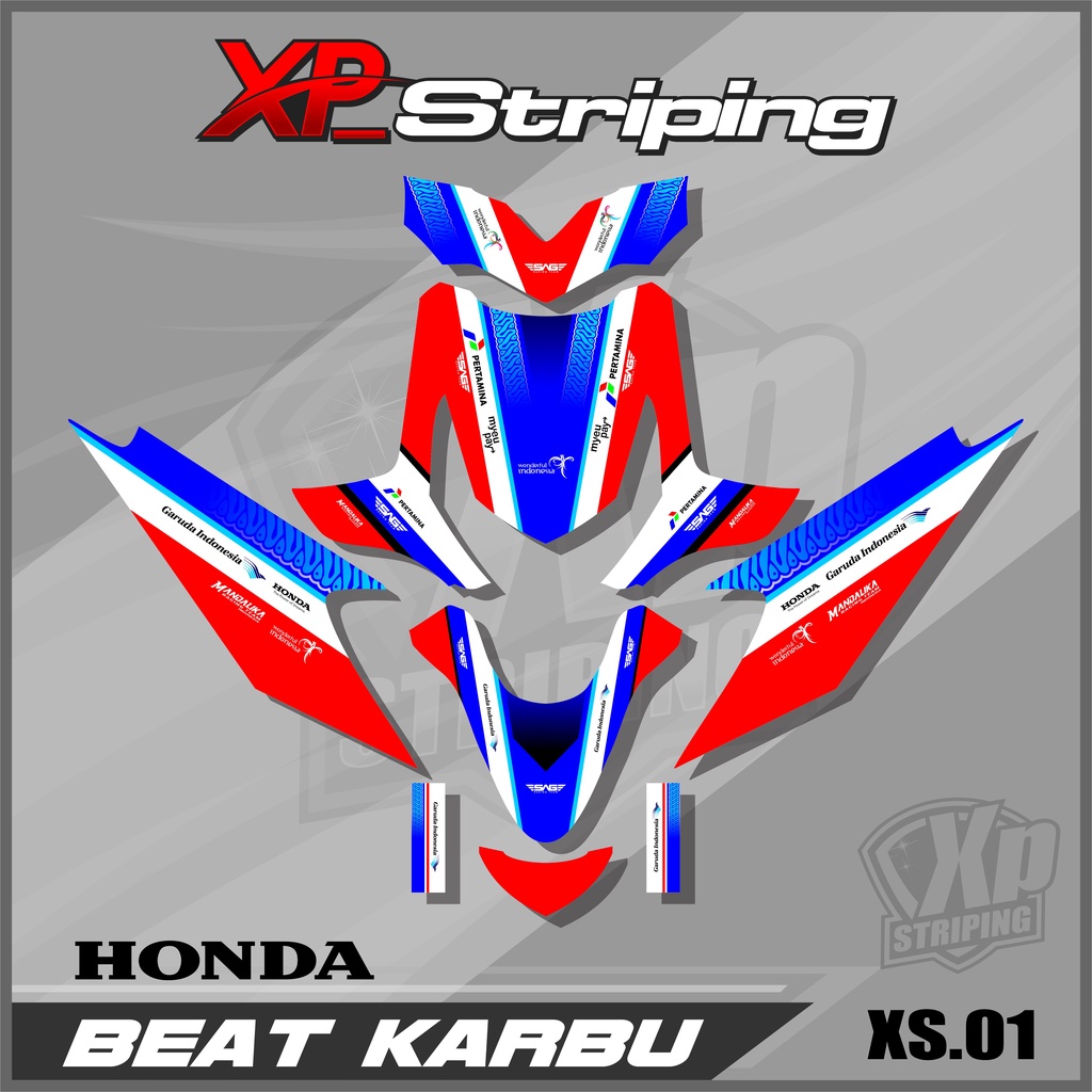 Decal Full Body Beat Karbu Motif Mandalika - Sticker Decal Honda Beat Karbu Motif Mandalika. XP 01