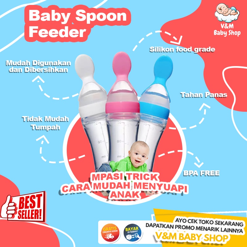 VnM003 | Botol Sendok Makan Bayi Silikon / Baby Spoon Feeder