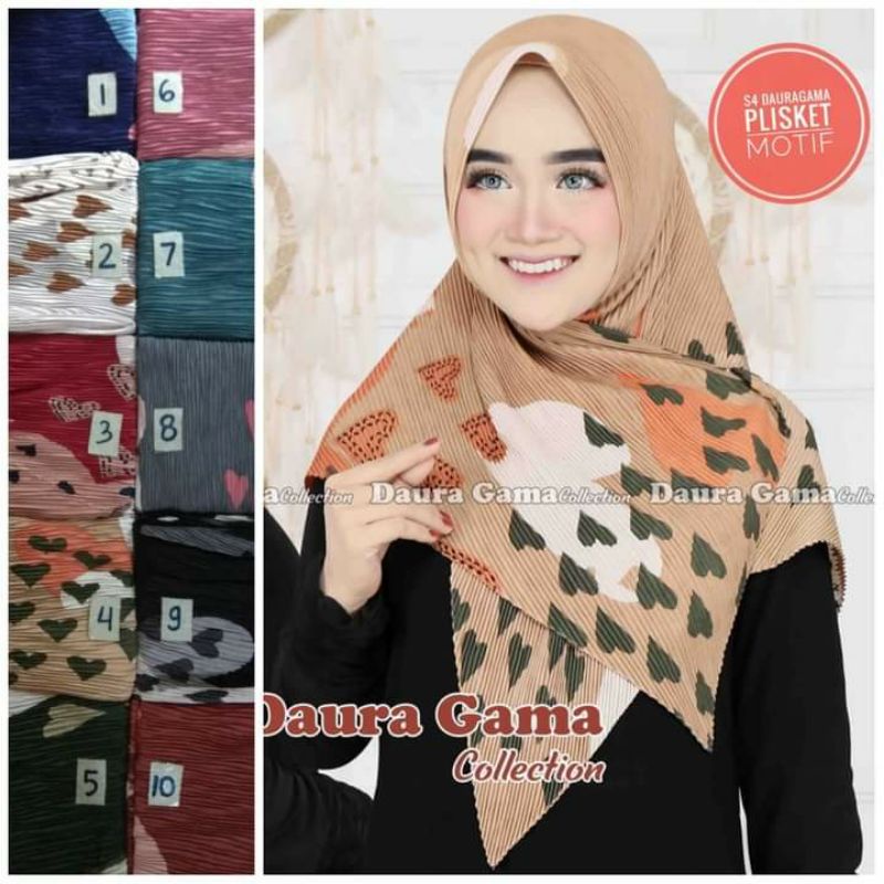 jilbab segi empat plisket motif