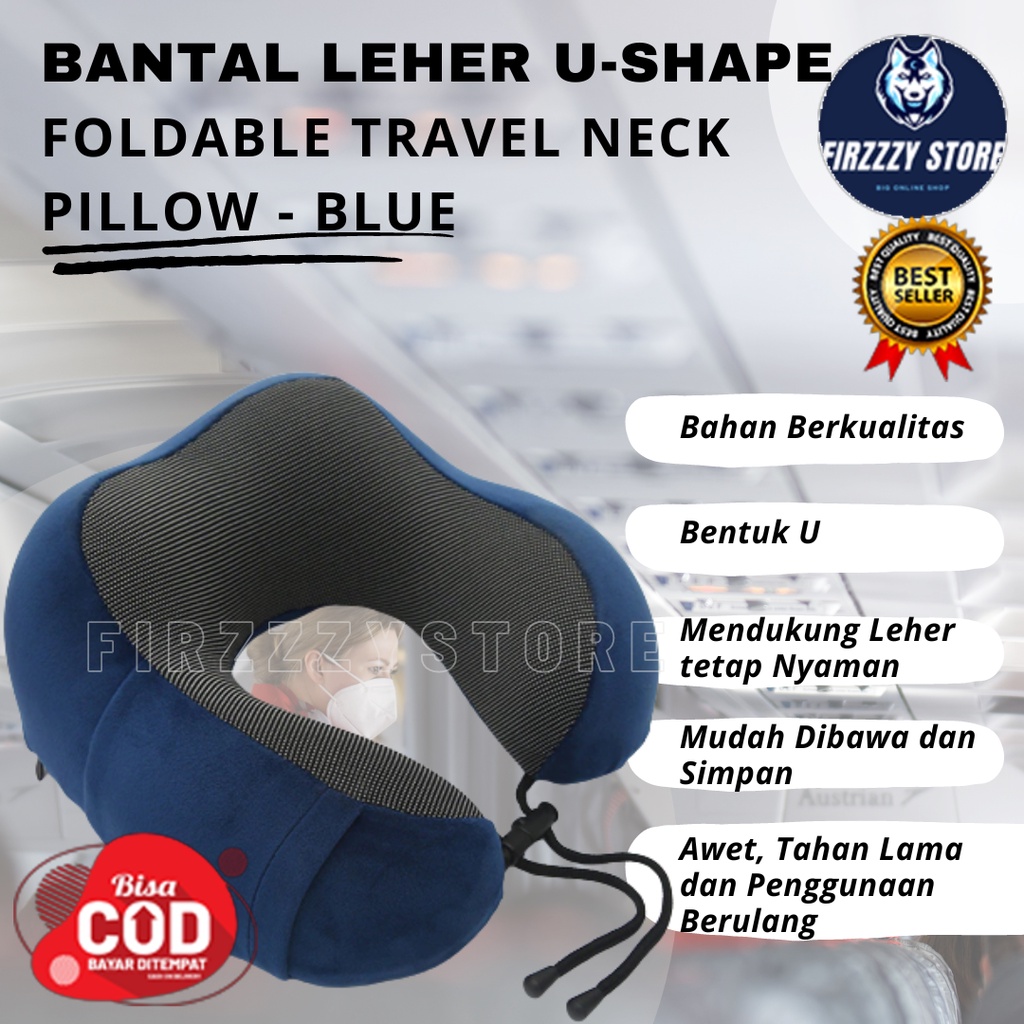 Bantal Leher U-Shape Foldable Travel Neck Pillow