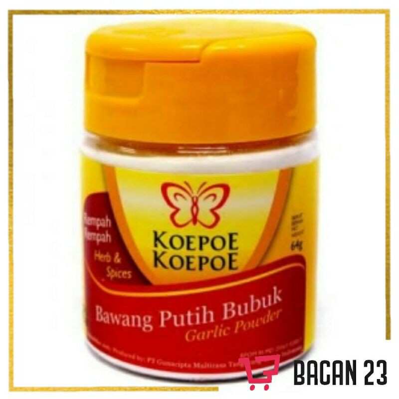 

Koepoe Perisa Alami Bawang Putih Bubuk 64gr - 130 gr / Bumbu Masak Bubuk / Bacan 23 - Bacan23