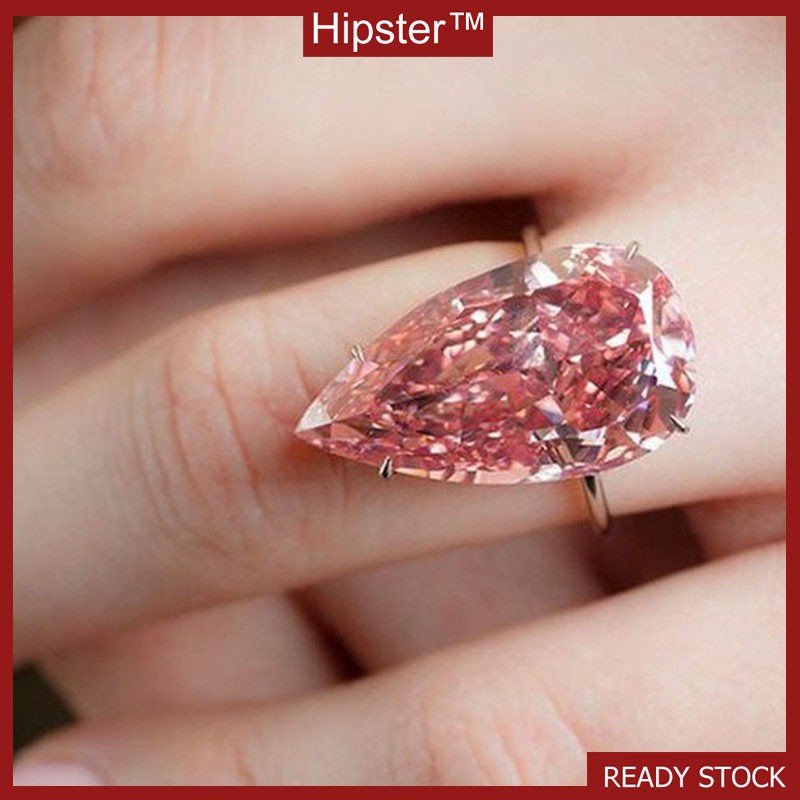 Baru Berwarna Merah Muda Kristal Topaz Cincin Wanita Perhiasan