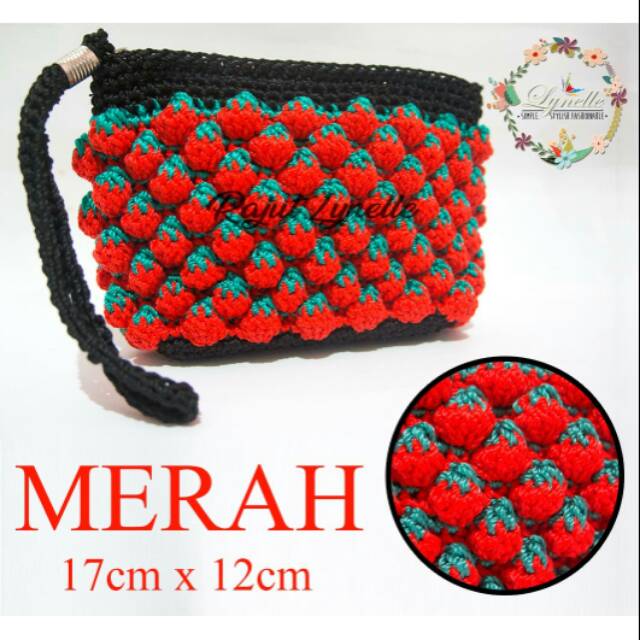 Dompet Rajut Strawberry