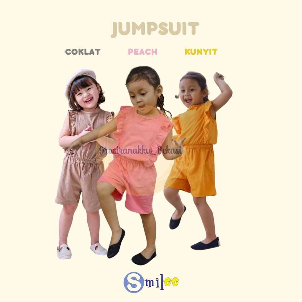 Jumpsuit Anak Smilee Nada Polos Mix Warna Size 1-5T