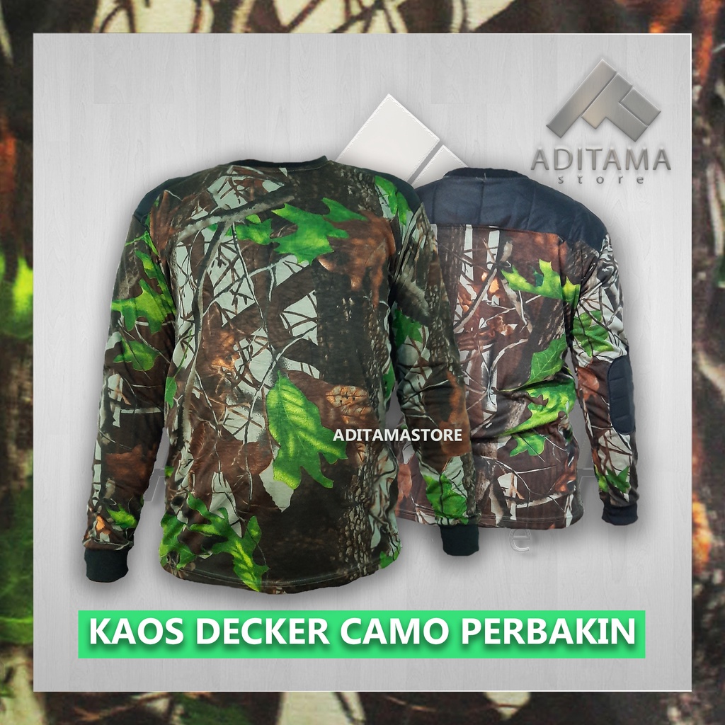 BAJU KAOS DECKER LORENG KAMUFLASE CAMO PERBAKIN HUNTING BERBURU