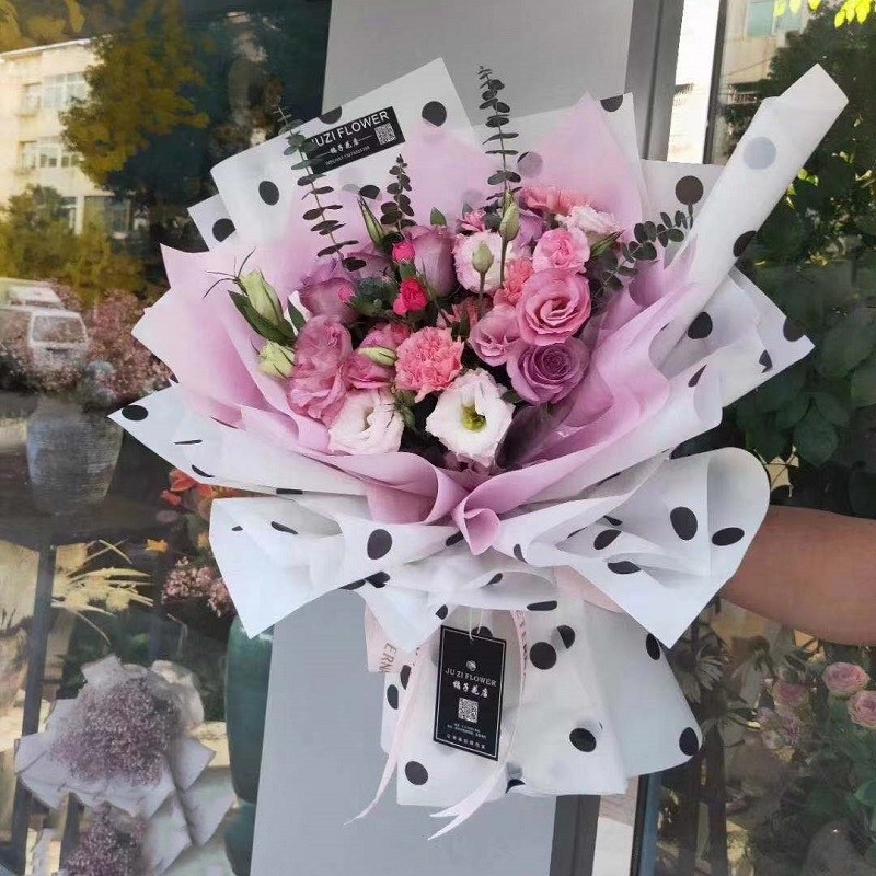 FLOWER WRAPPING POLKADOT (ECER) CELLOPHANE KERTAS BUNGA HAND BOUQUET WATERPROOF