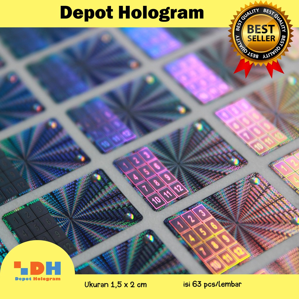 

Stiker hologram 3D segel angka besar silver - segel rusak Sarang Tawon