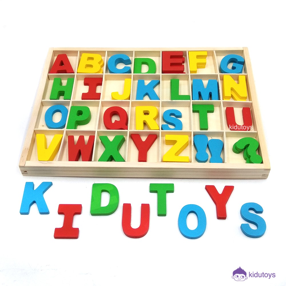 Mainan Montessori Anak Alphabet Kayu Huruf Besar / Wooden Alphabet Capital Letters Kidu Toys