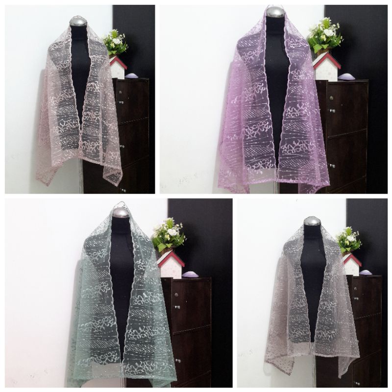 Slayer pengantin rosegold rose gold lilac wardah mauve/ selendang kebaya kerudung manten besan-1