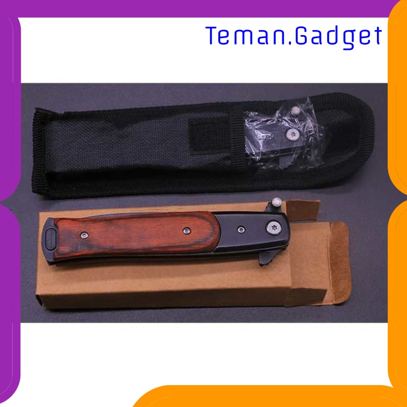 TG-ID117 TSSI PISAU LIPAT SURVIVAL FOLDING KNIFE WOOD HANDLE - SH7