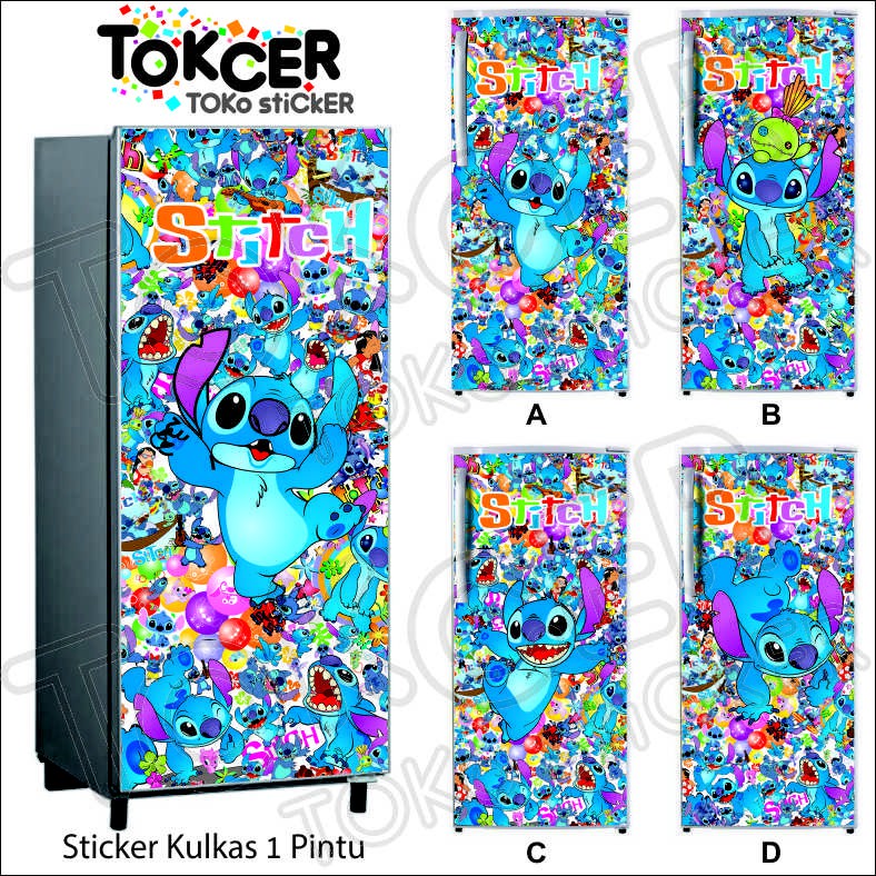 Sticker Kulkas 1 Pintu  dan 2 Pintu STITCH