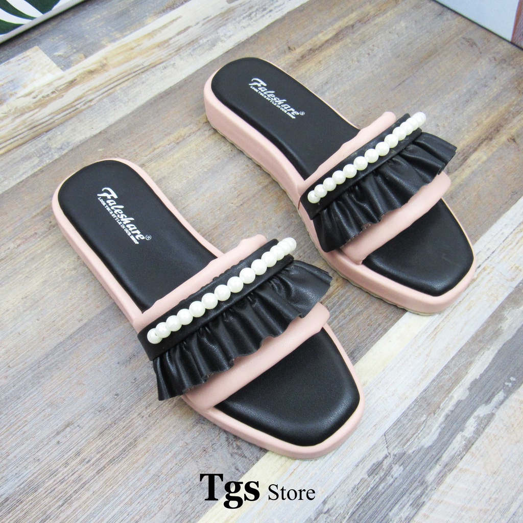 Sandal Slop Wanita Kombinasi Mutiara Sandal Flat JJ-07