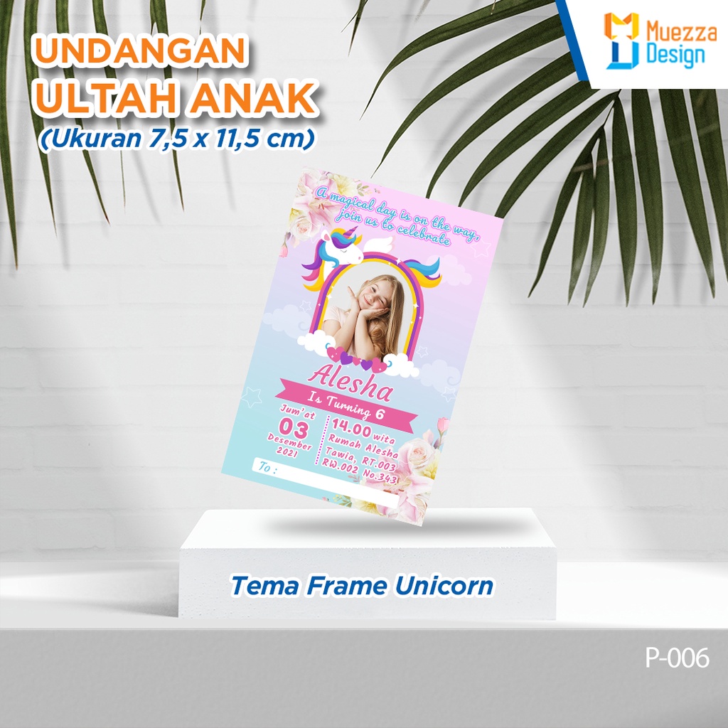 Undangan Ultah Anak Tema Frame Unicorn