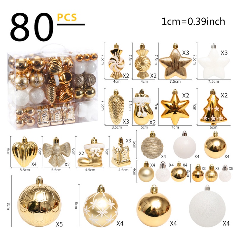 80pcs / Set Ornamen Liontin Bentuk Spesial Untuk Natal