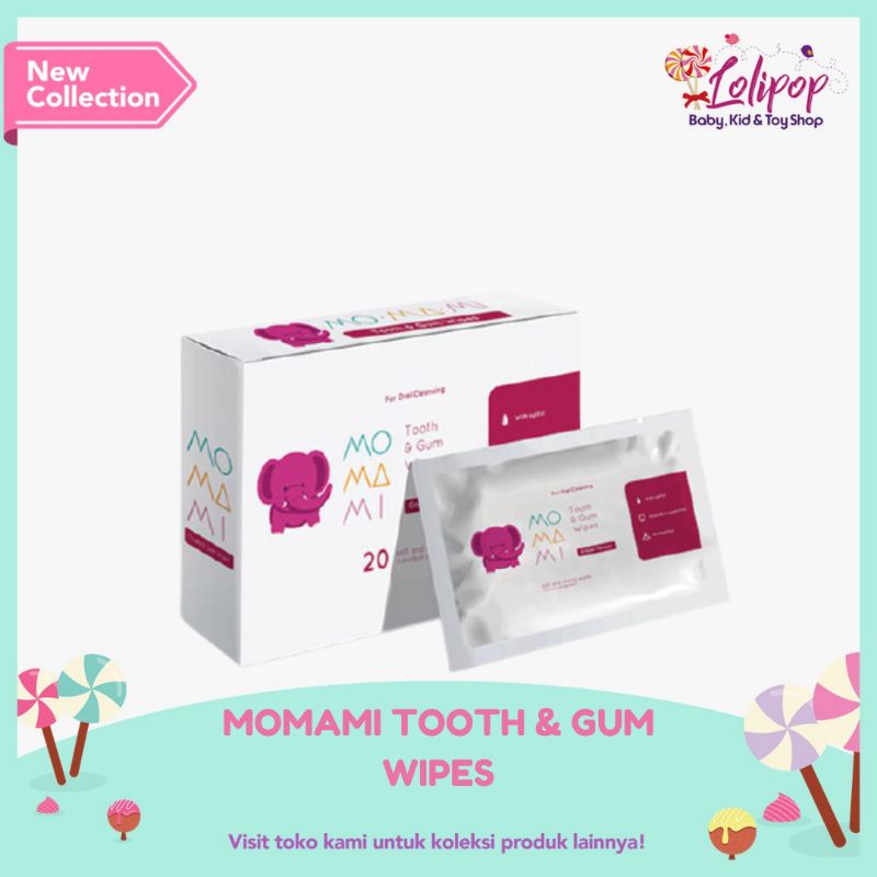 MOMAMI TOOTH &amp; GUM WIPES 20 SHEET