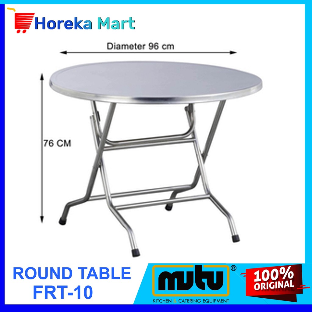 Meja Makan Bulat Lipat Stainless Bundar Round Table Portable Mutu FRT10