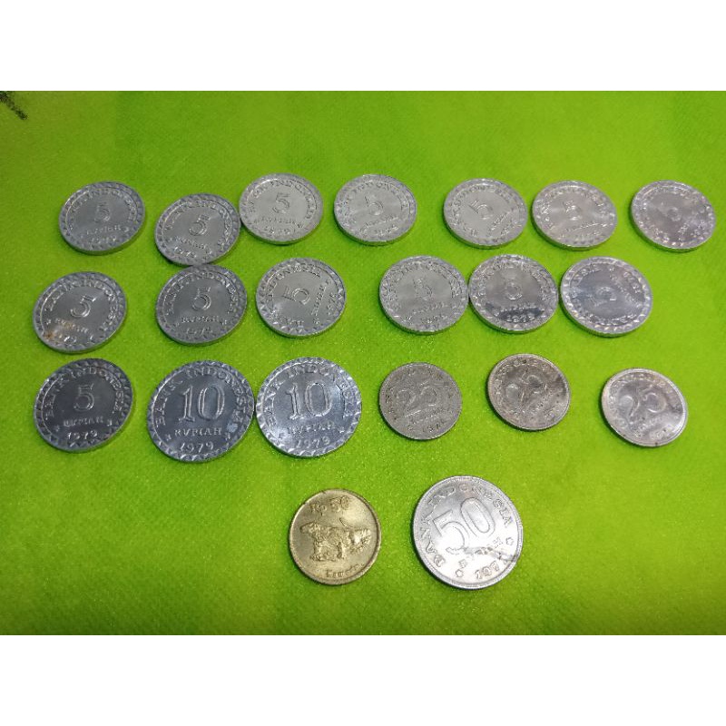 Jual Borongan Uang Koin Rupiah Lama Indonesia ada 21 keping