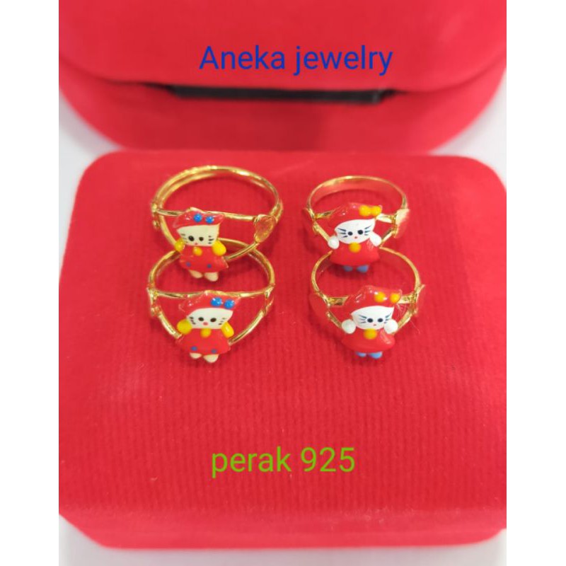 Cincin Anak Hello Kitty Cat (1 - 8 tahun), Perak 925, Sepuh Emas rosegold