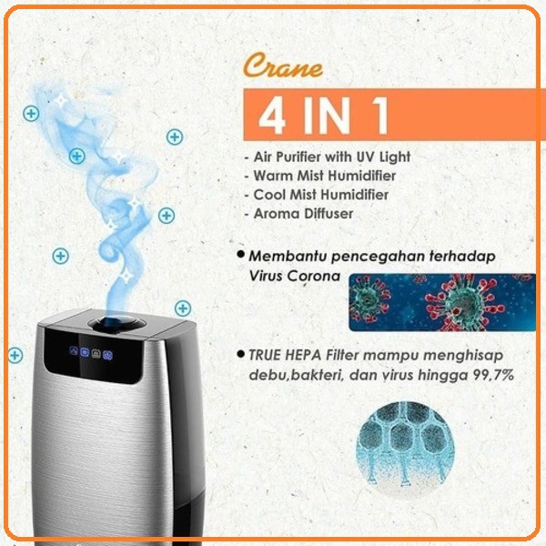 Crane Humidifier True Hepa 4in1