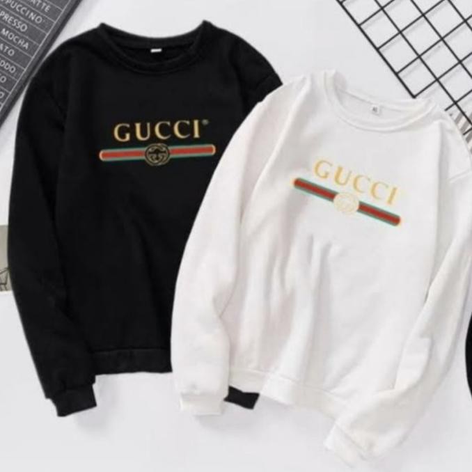 Produk Terbaru Sweater Hoodie Fashion Sport Branded Gucci Pria Wanita Black Premium - Putih, S