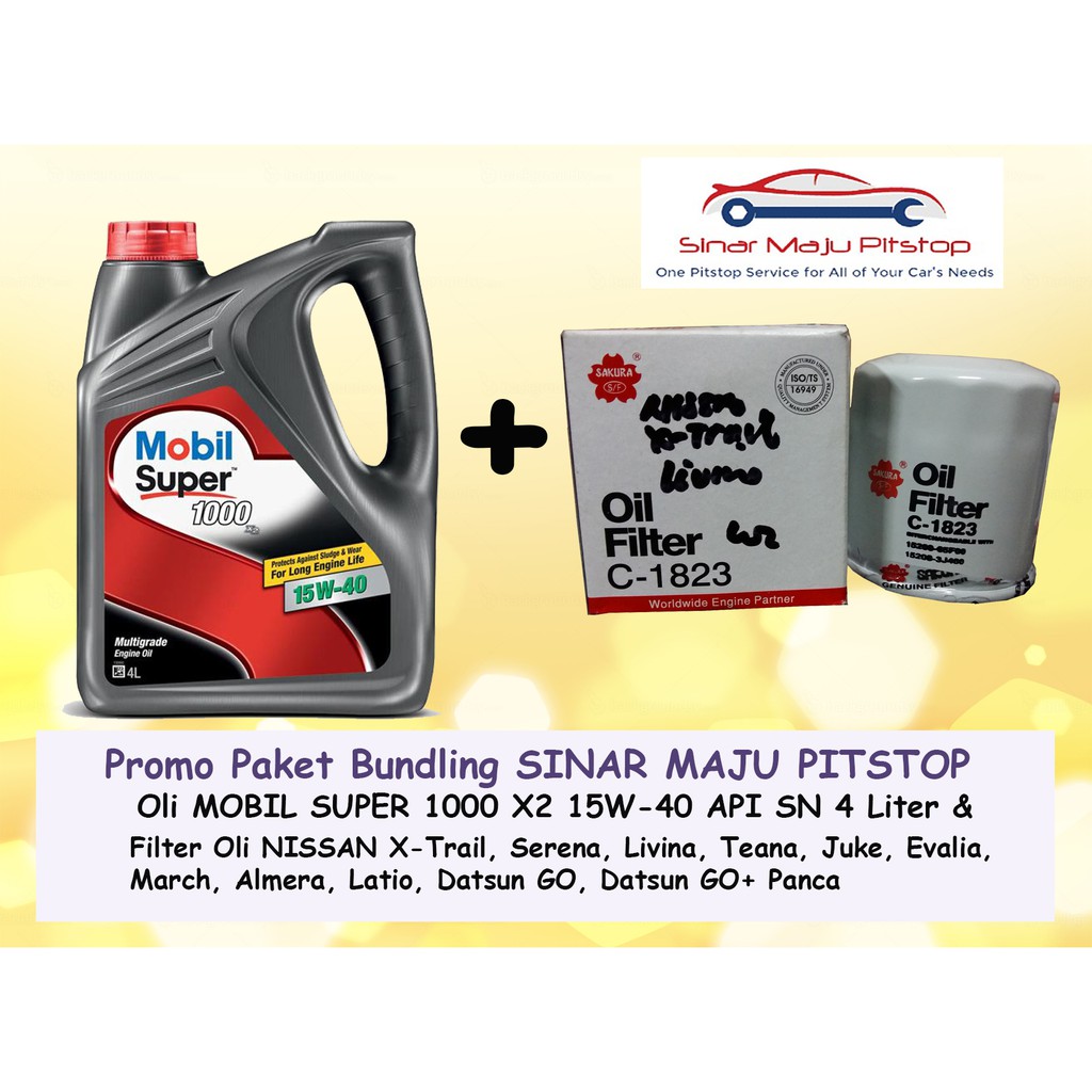 Paket Oli EXXON MOBIL SUPER 15W-40 API SN 4 Liter & Filter DATSUN GO & GO+ PANCA HATCHBACK & CROSS