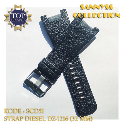 STRAP TALI JAM DIESEL DZ-1216 - DZ 1216 - DZ1216 KULIT HITAM 32 MM