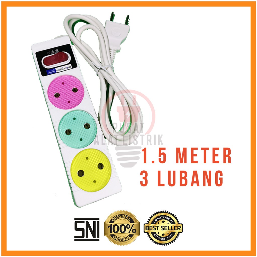 COLOKAN LISTRIK 3 LUBANG 1.5 METER SAKLAR STOP KONTAK TERMINAL KABEL 3L 1.5M MULTICORD 3 LUBANG