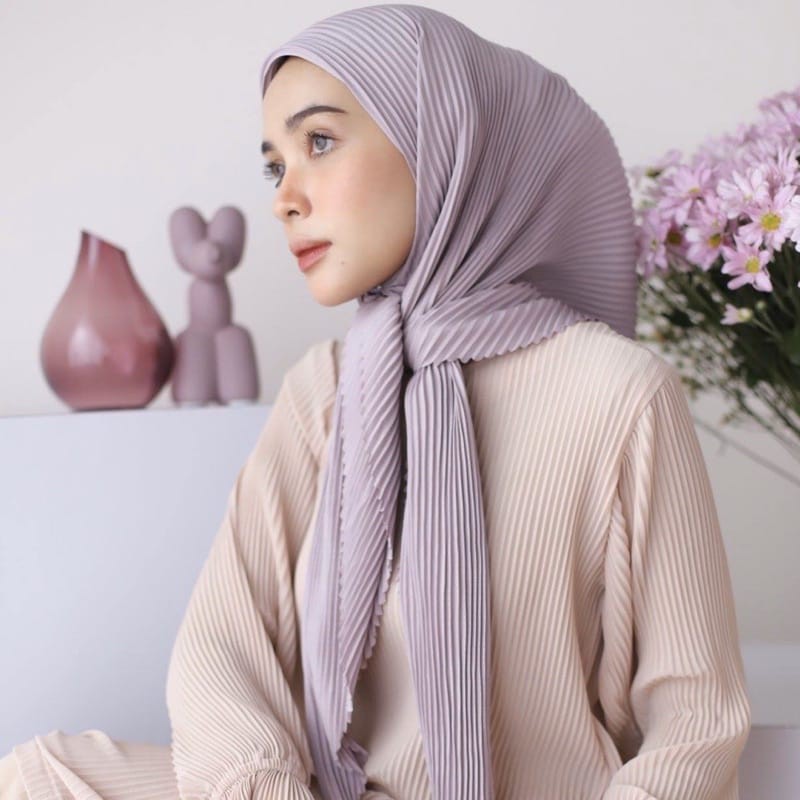 TERBARU!! Hijab Segiempat Plisket // Bella Plisket Lidi Premium Tanpa Garis Tengah 115*115