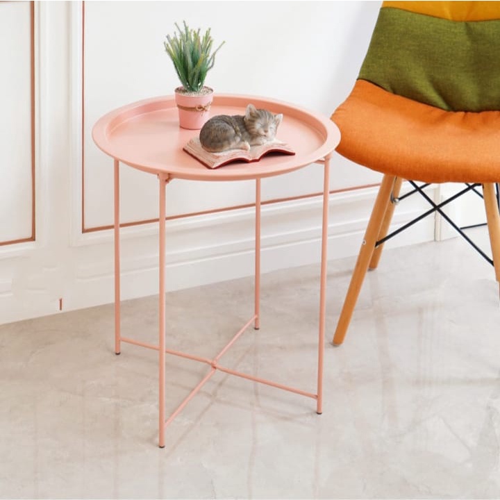 Round Table Kaki Besi / Meja Bulat Kaki Besi / Meja Minimalis