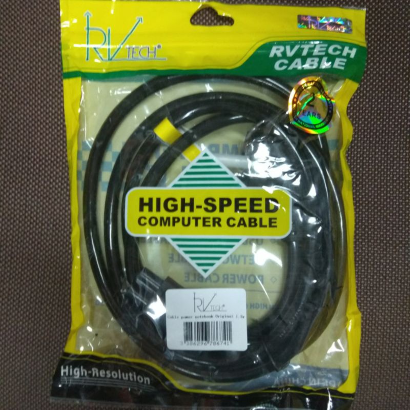 Kabel power laptop 3 lubang RVtech 1.8 m