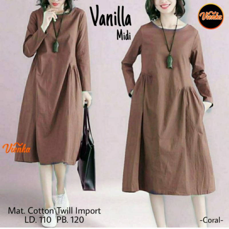 Midi Dress Wanita - Vanilla Midi by Vienka