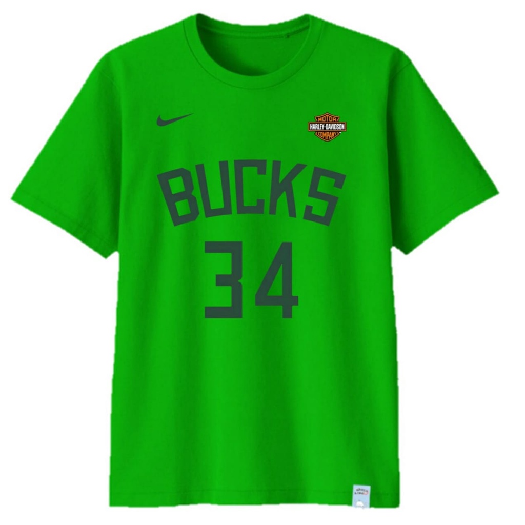 Kaos NBA Harley Davidson Milwaukee Buck Green Premium- Untuk Bayi, Anak, Remaja & Dewasa- Combed 30s
