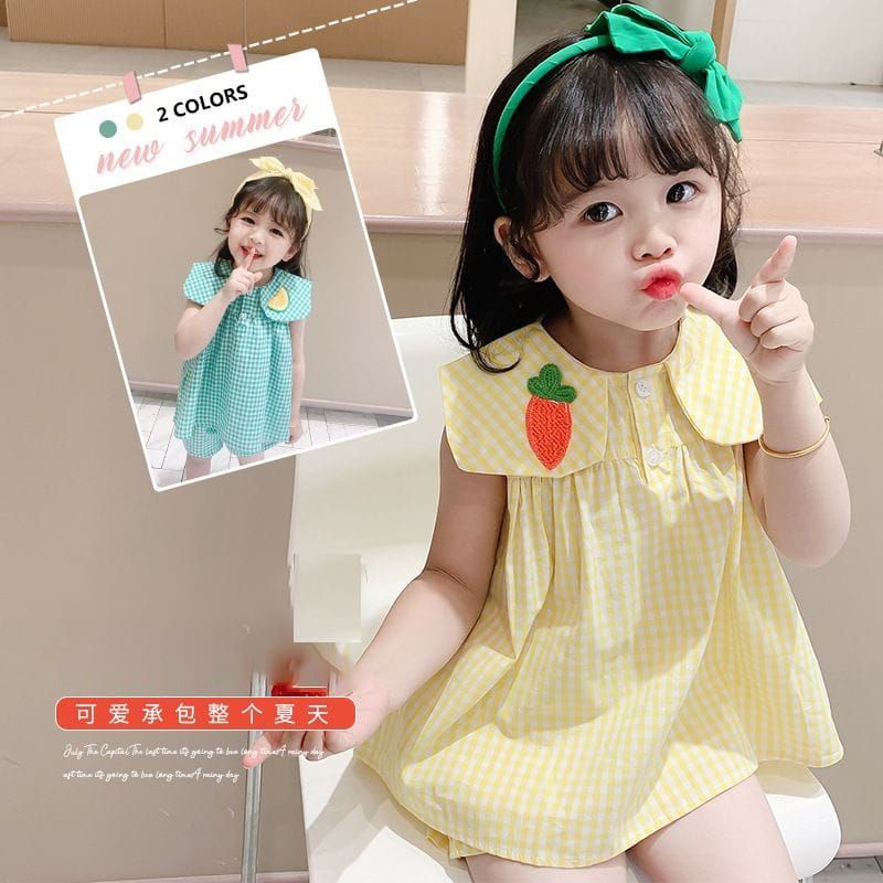 SETELAN SATU SET BAJU FRUIT KOTAK ANAK PEREMPUAN CEWEK BABY  LUCU MURAH